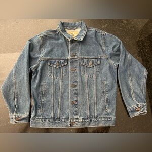 Jordache Denim Jacket Men Large Blue Rancher Trucker Jean Medium Wash Casual